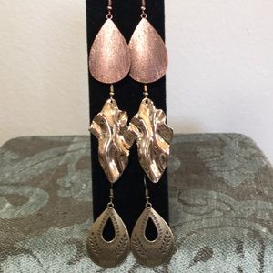 Earrings 3 pairs NWOT wire copper, gold, brass